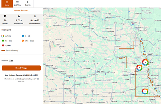 The new outage map will allow you to see all the areas experiencing outages, and will also offer an optional weather overlay to show where storms are hitting.