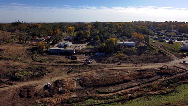 The same section of Bluestem Prairie is shown after trees were cleared.