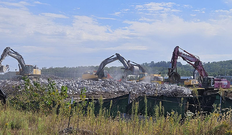 This photo shows the rubble that remains where the containment structure once stood.