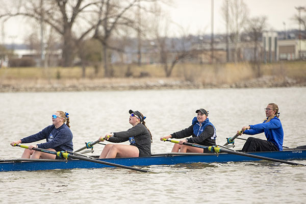 Rowers wear shorts despite the -25 degree wind chill -- their workout warms them up quickly.