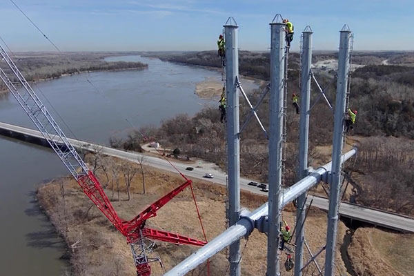 Workers building the towers – the largest in OPPD’s service territory – had quite a view of the Platte River.