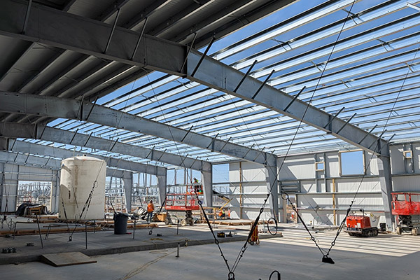 The new water treatment building is coming together.