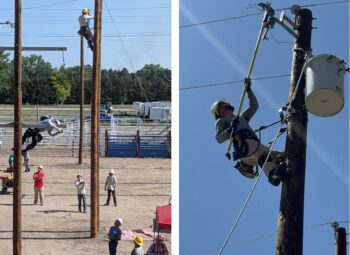 Line workers compete in Broken Bow.